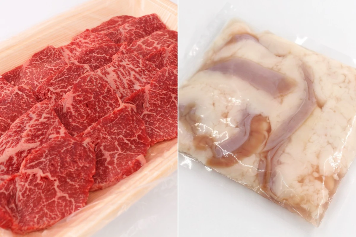 【セットでお得】近江牛BBQ焼肉セット-赤身焼肉500g＋ホルモン小腸500g-